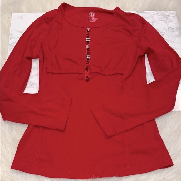 Red Long Sleeve Top girls size 10 - Picture 2 of 5